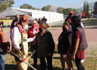 En Tlalnepantla Trabajan en el Mantenimiento de la Ladera de Avenida Ahuehuetes, en Izcalli Pirámide